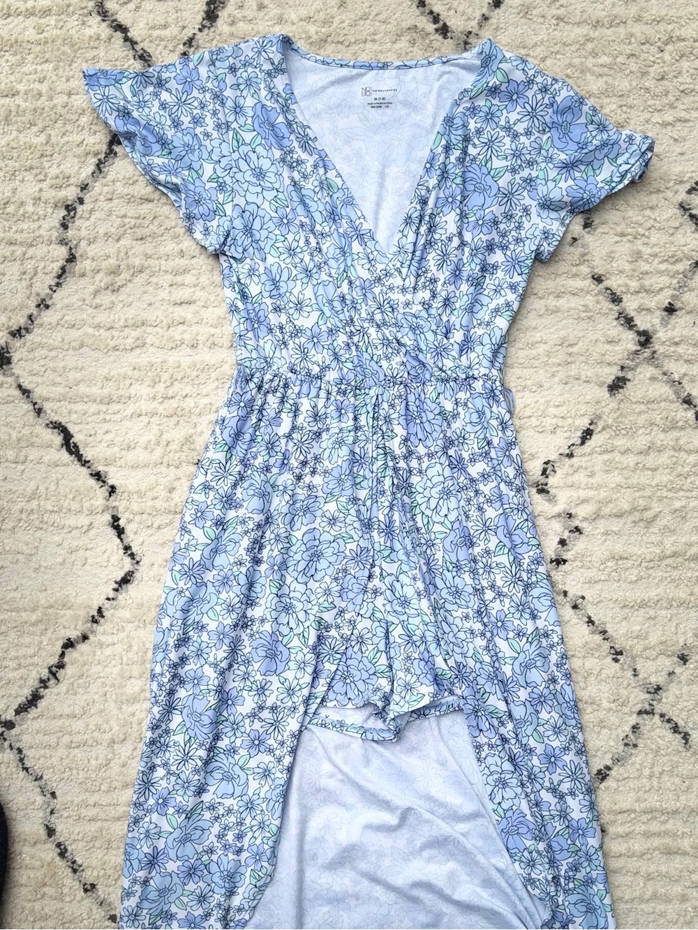 No Boundaries Light Blue Floral High-Low Wrap Dress